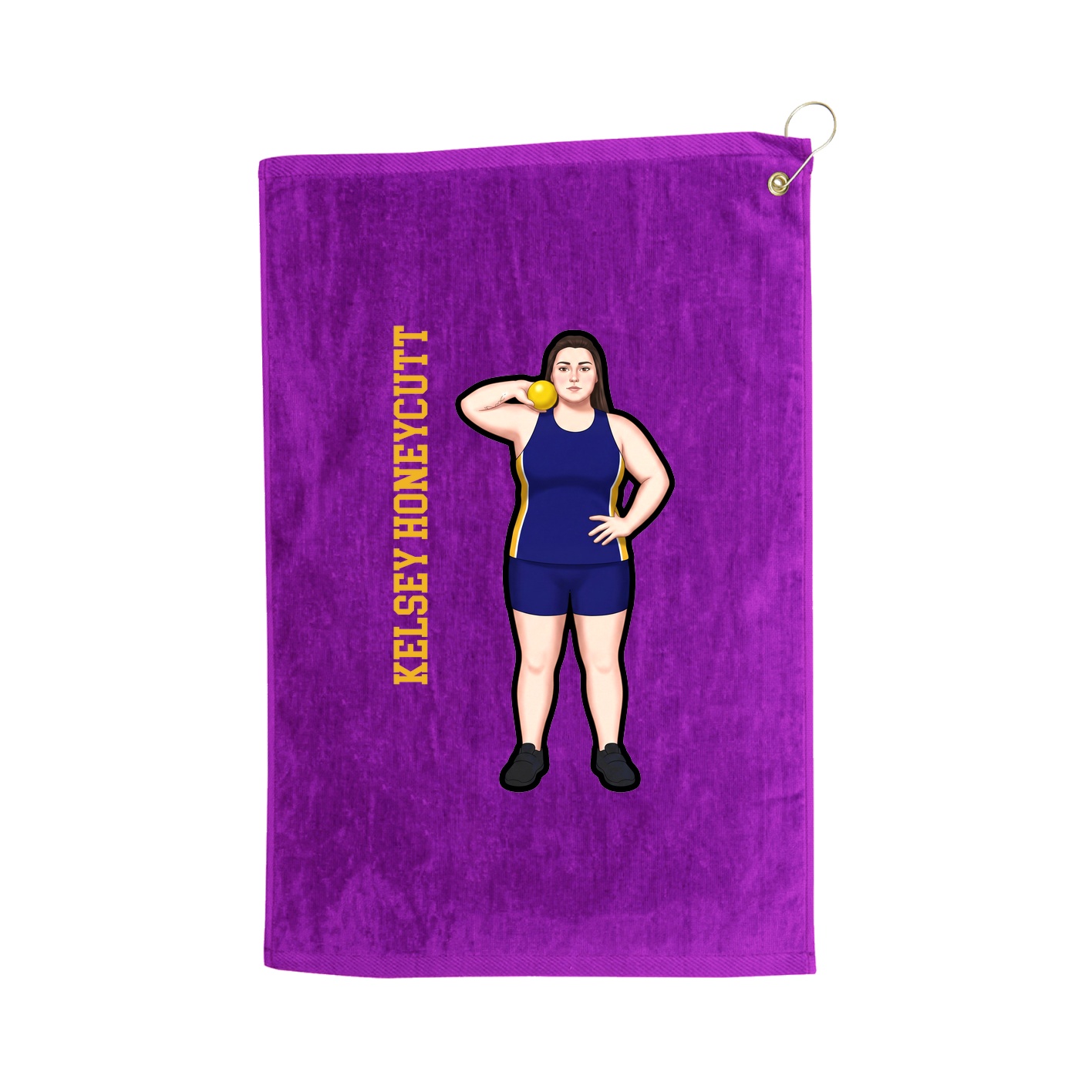 Golf Towel — Name Vertical in Purple