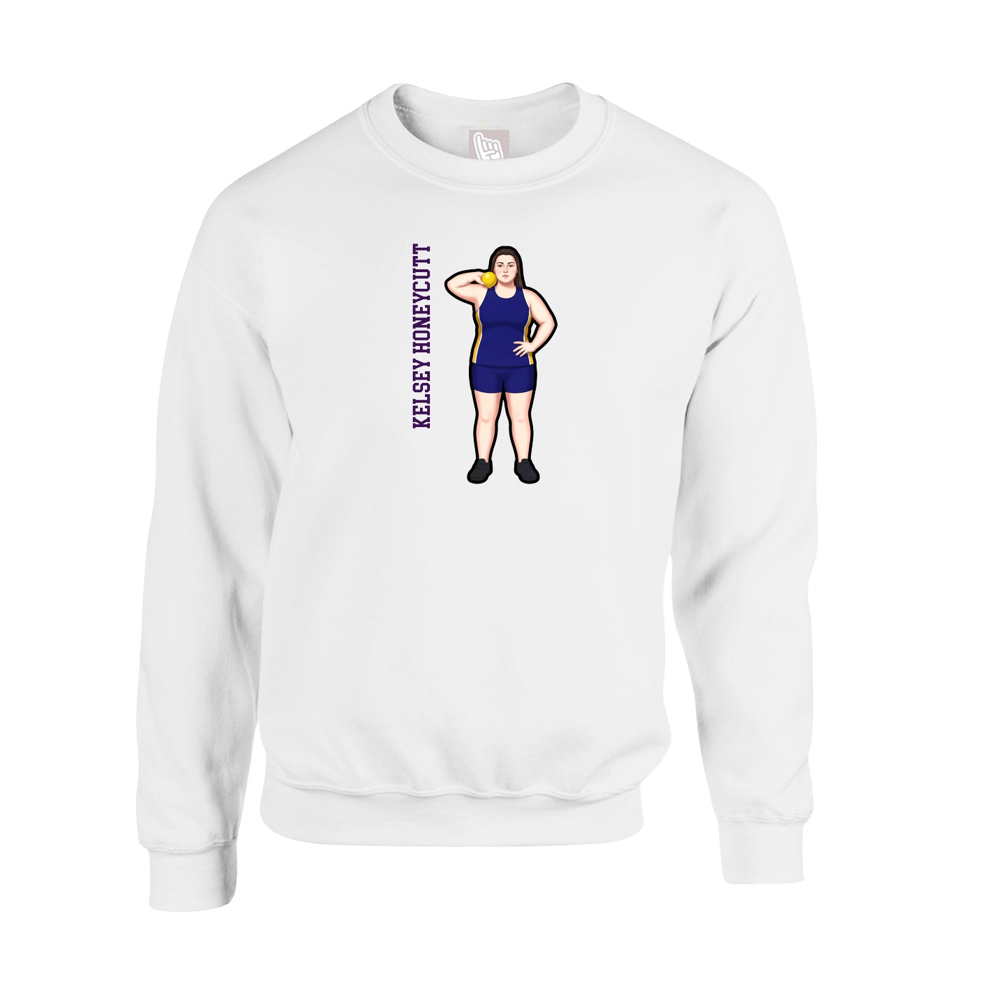 Fleece Crew — Name Vertical in White