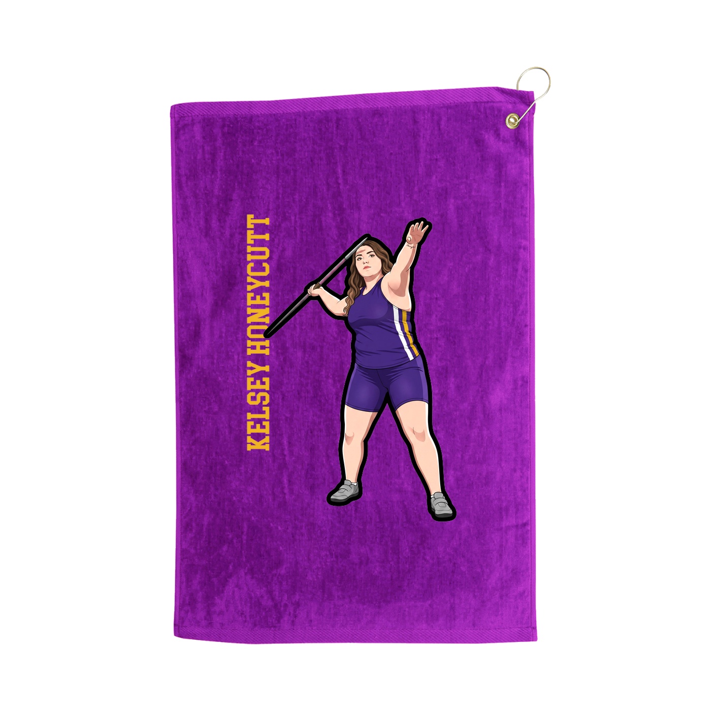 Golf Towel — Name Vertical in Purple