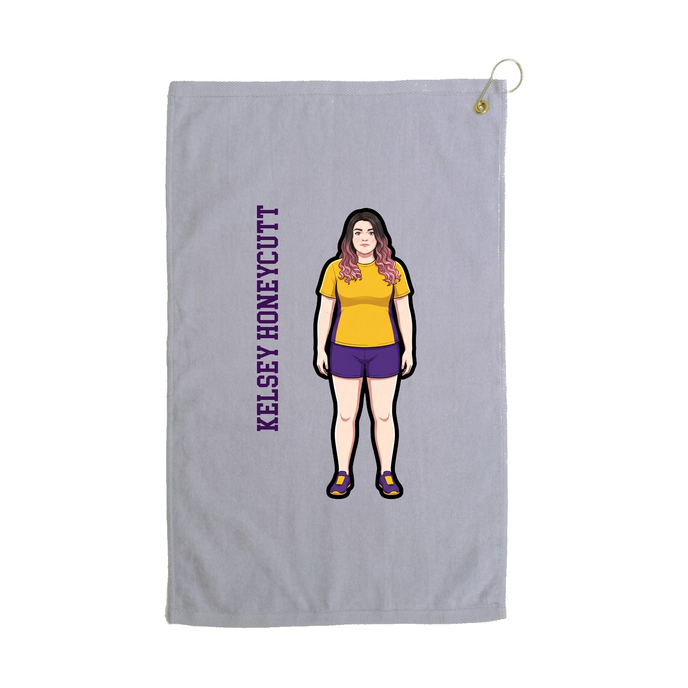 Golf Towel — Name Vertical in Grey