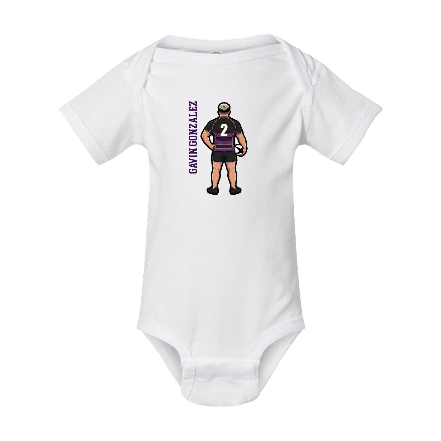 Baby Onesie — Name Vertical in White