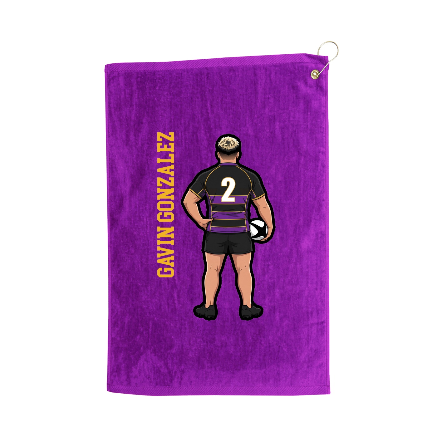 Golf Towel — Name Vertical in Purple