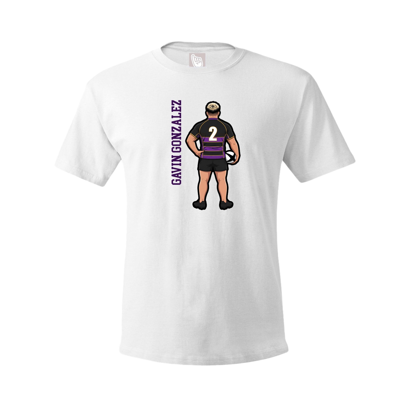 Youth Tee — Name Vertical in White