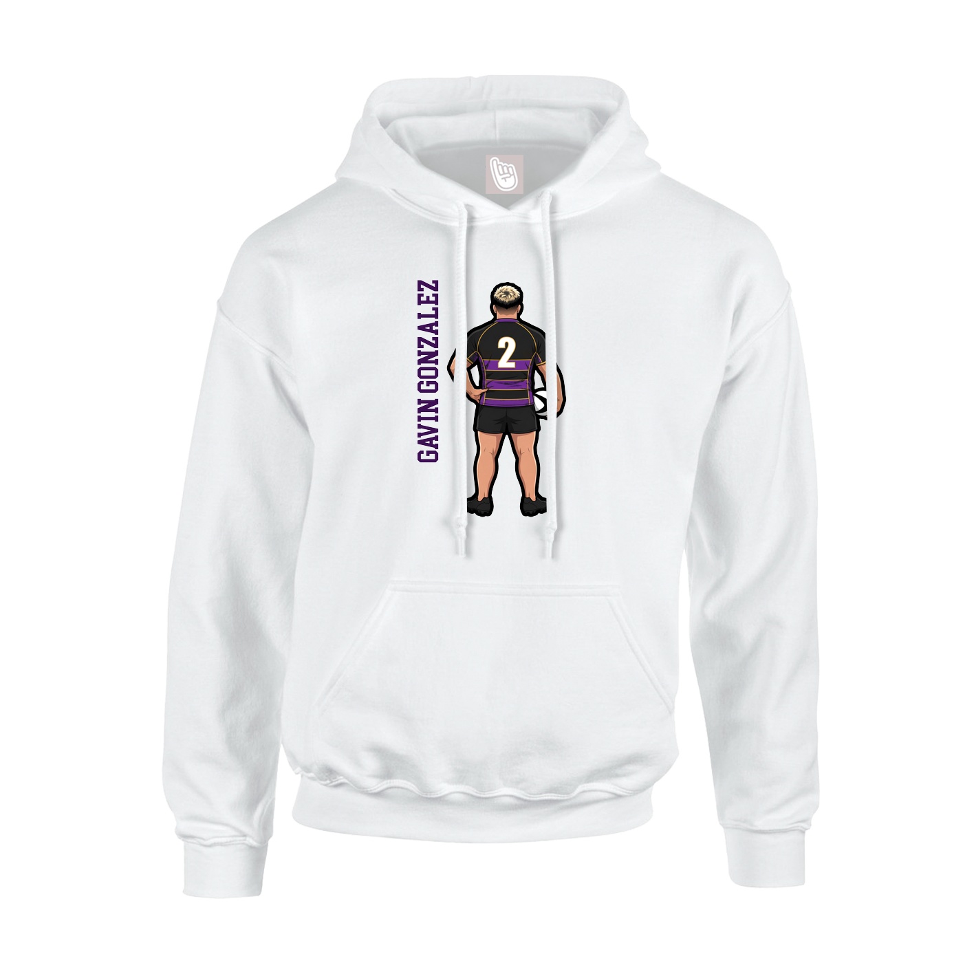 Youth Hoodie — Name Vertical in White