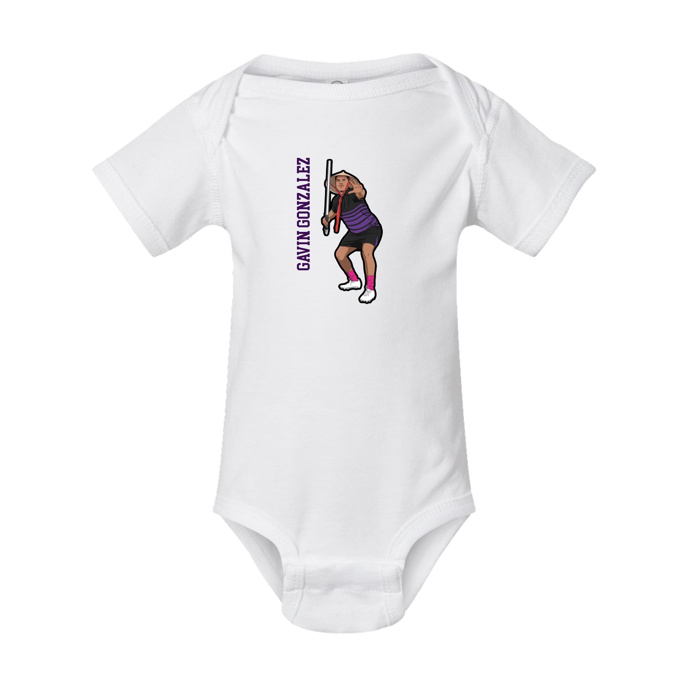 Baby Onesie — Name Vertical in White
