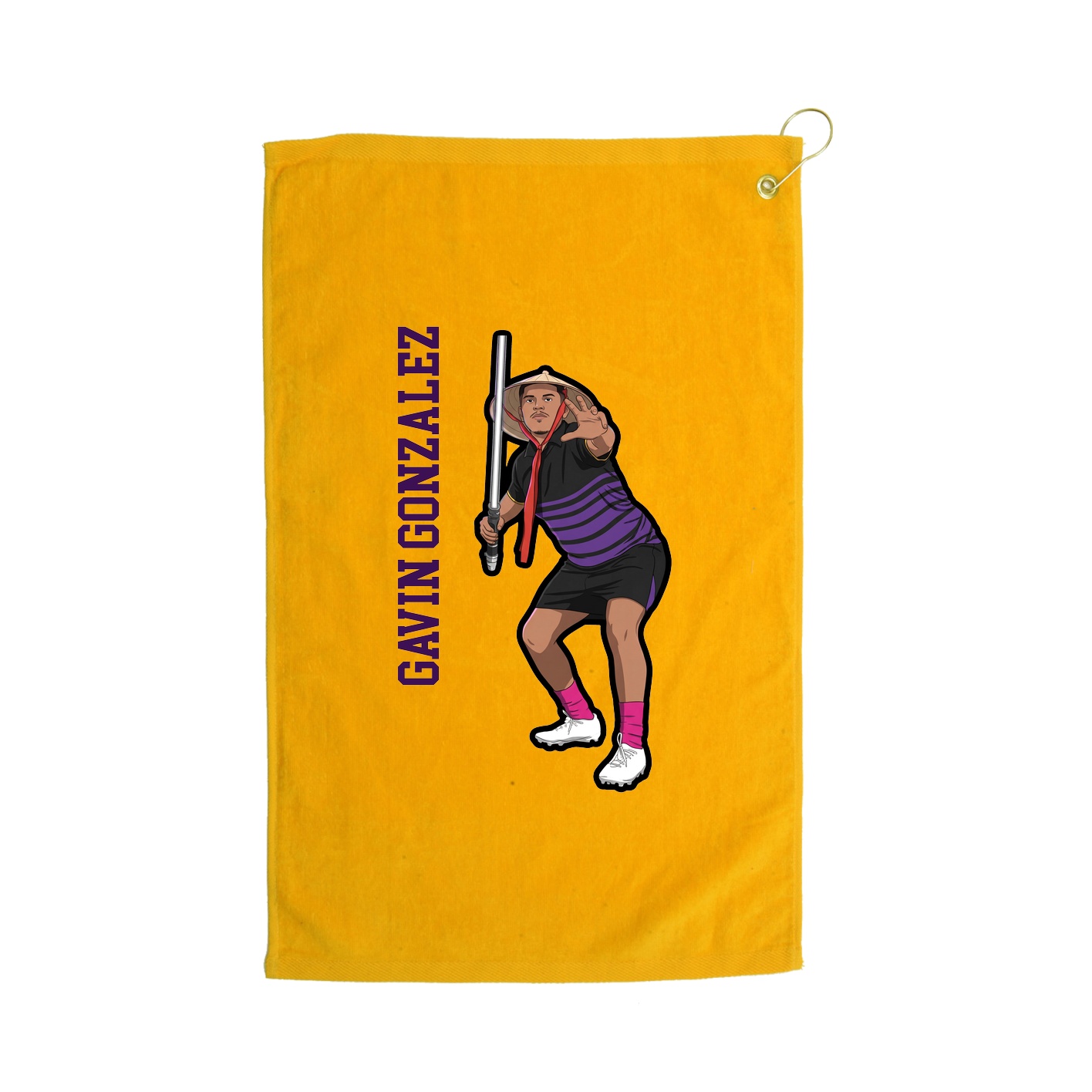 Golf Towel — Name Vertical in Gold