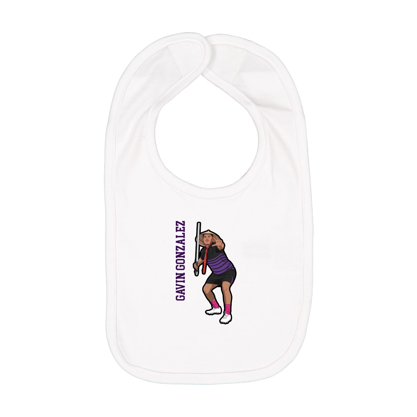 Infant Bib — Name Vertical in White