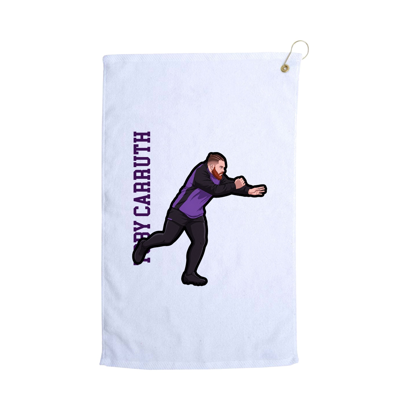 Golf Towel — Name Vertical in White