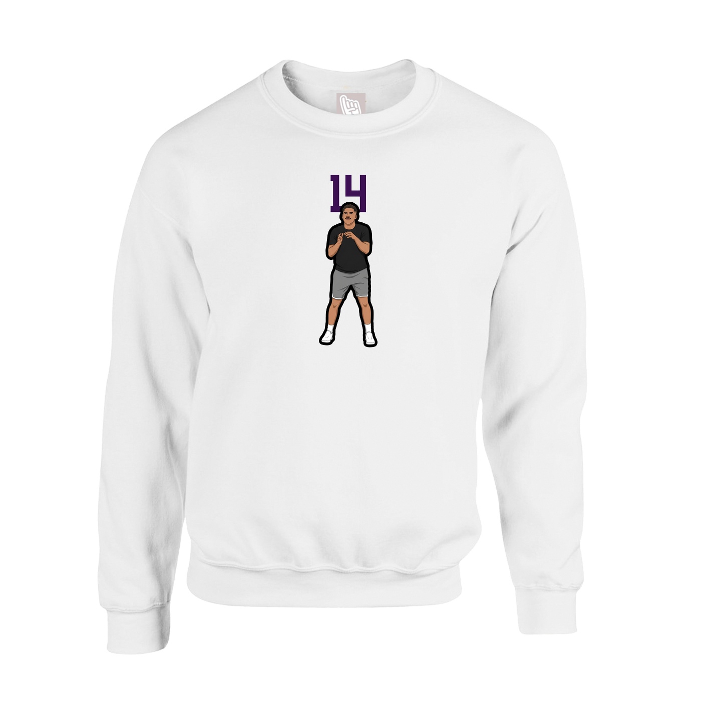 Fleece Crew — Number Top in White