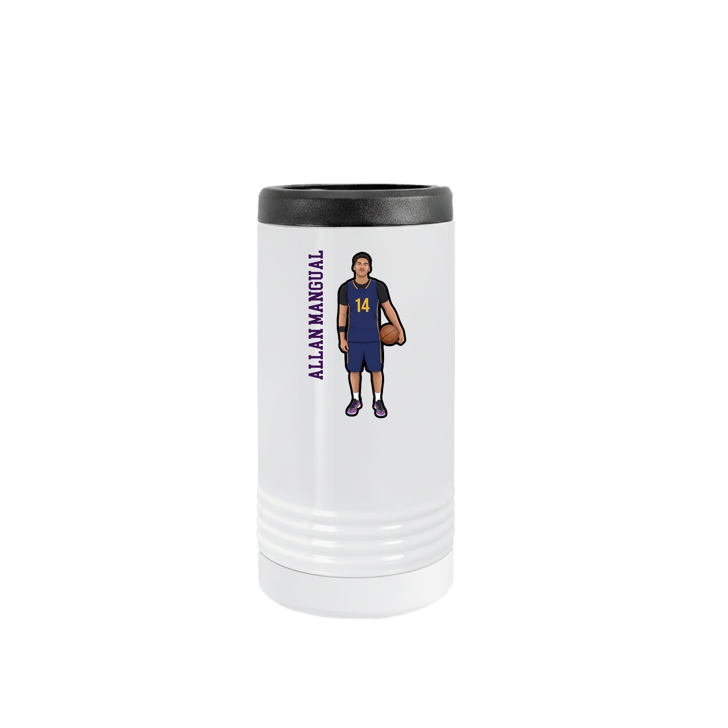 Slim Beverage Holder — Name Vertical in White