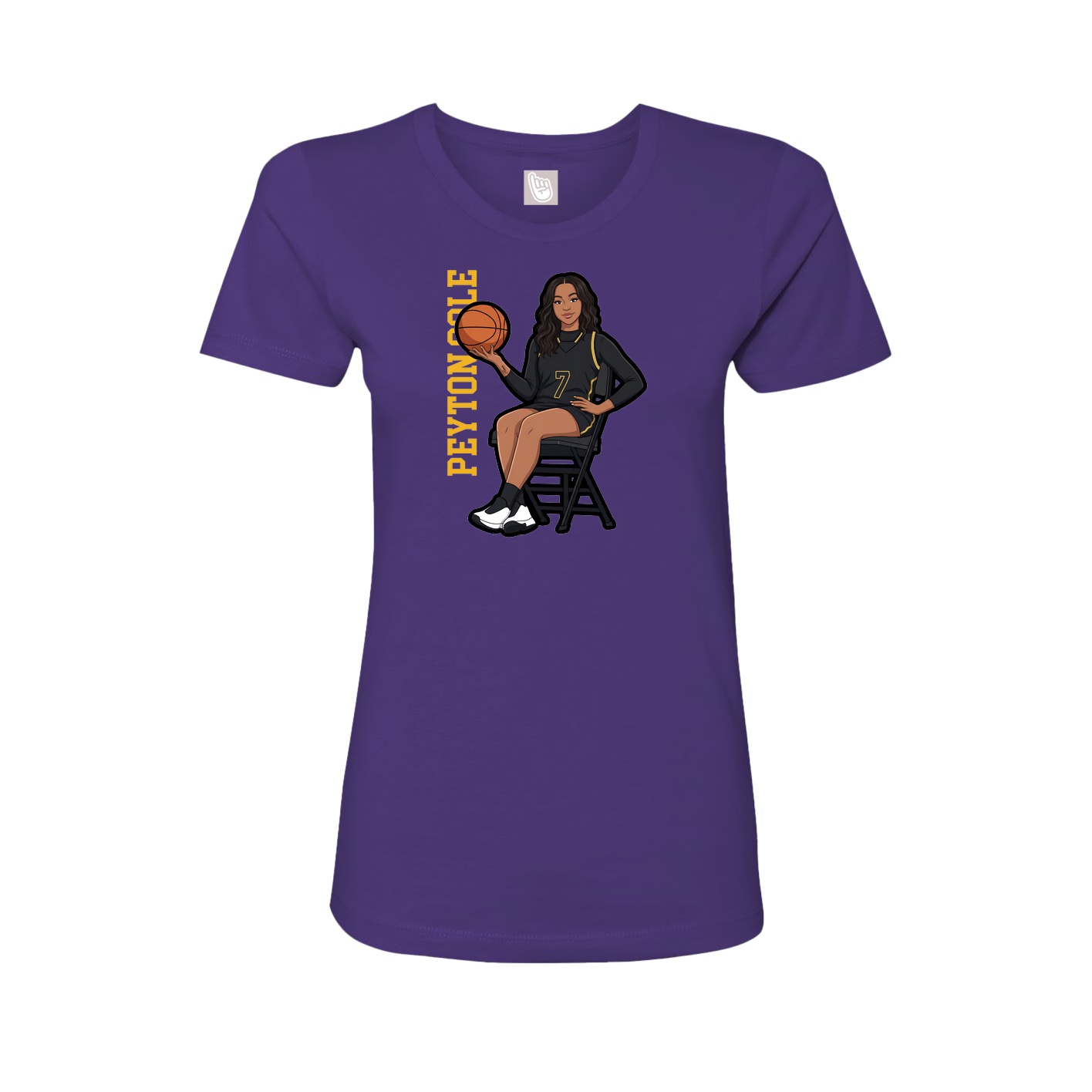 Fitted Women's Tee — Name Vertical in Purple