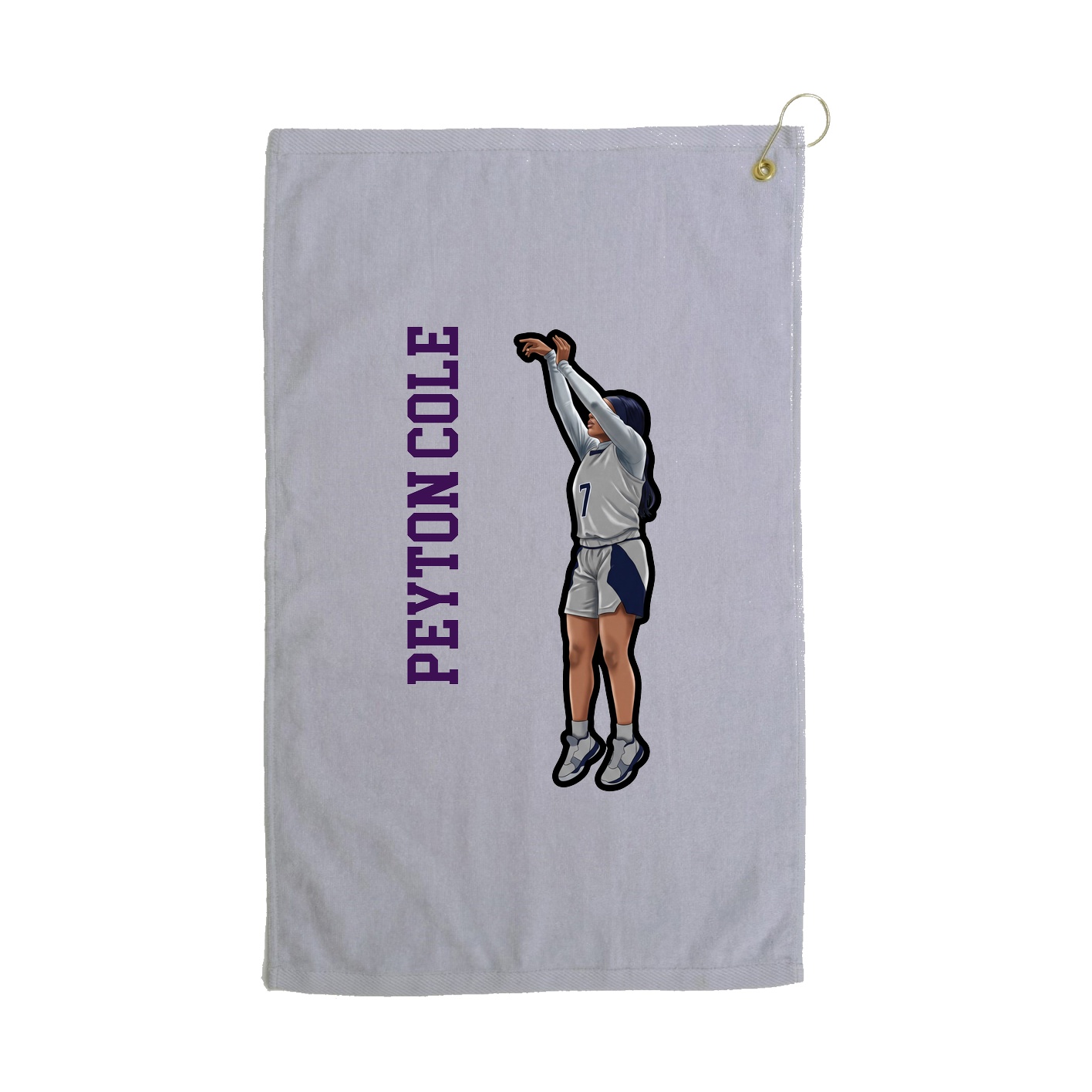 Golf Towel — Name Vertical in Grey