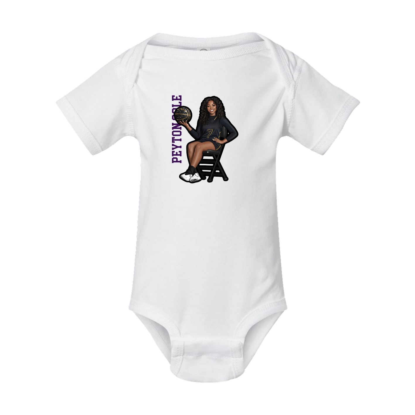 Baby Onesie — Name Vertical in White