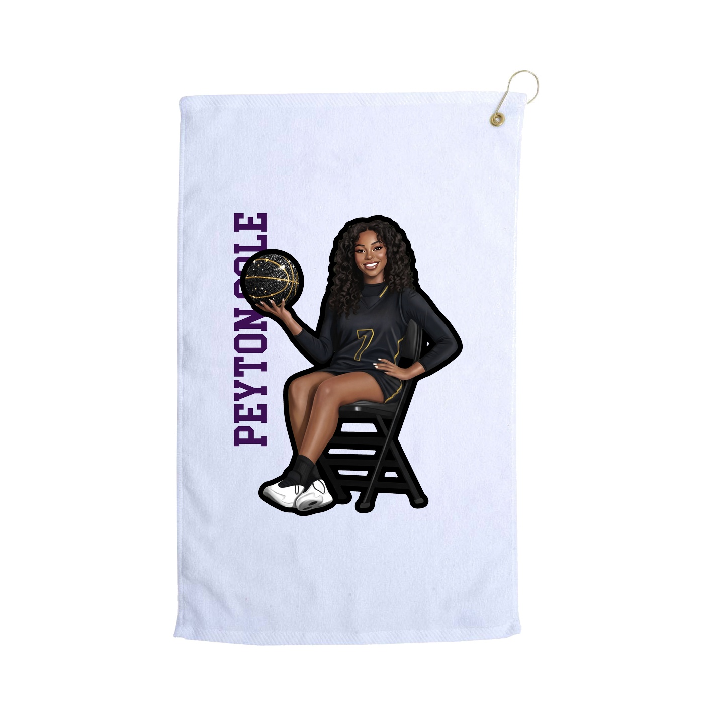Golf Towel — Name Vertical in White
