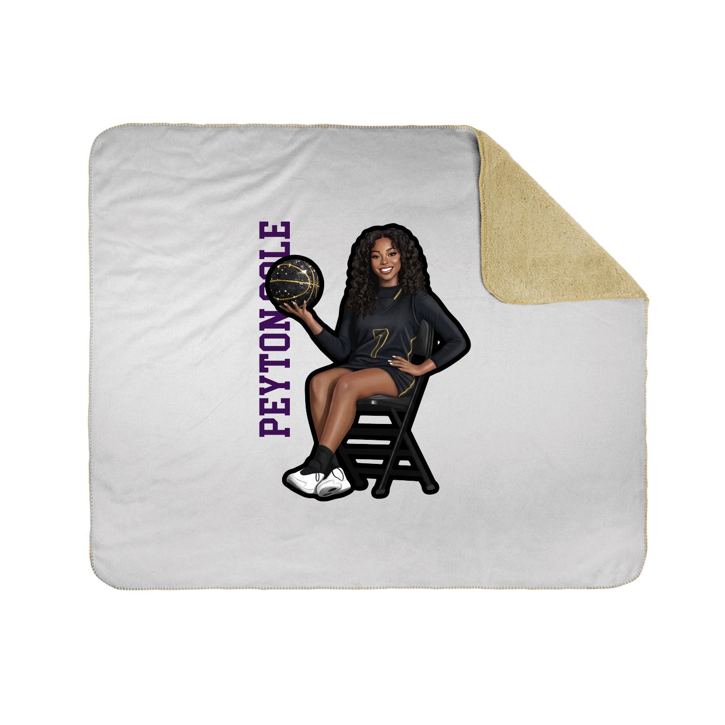 Throw Blanket — Name Vertical in White