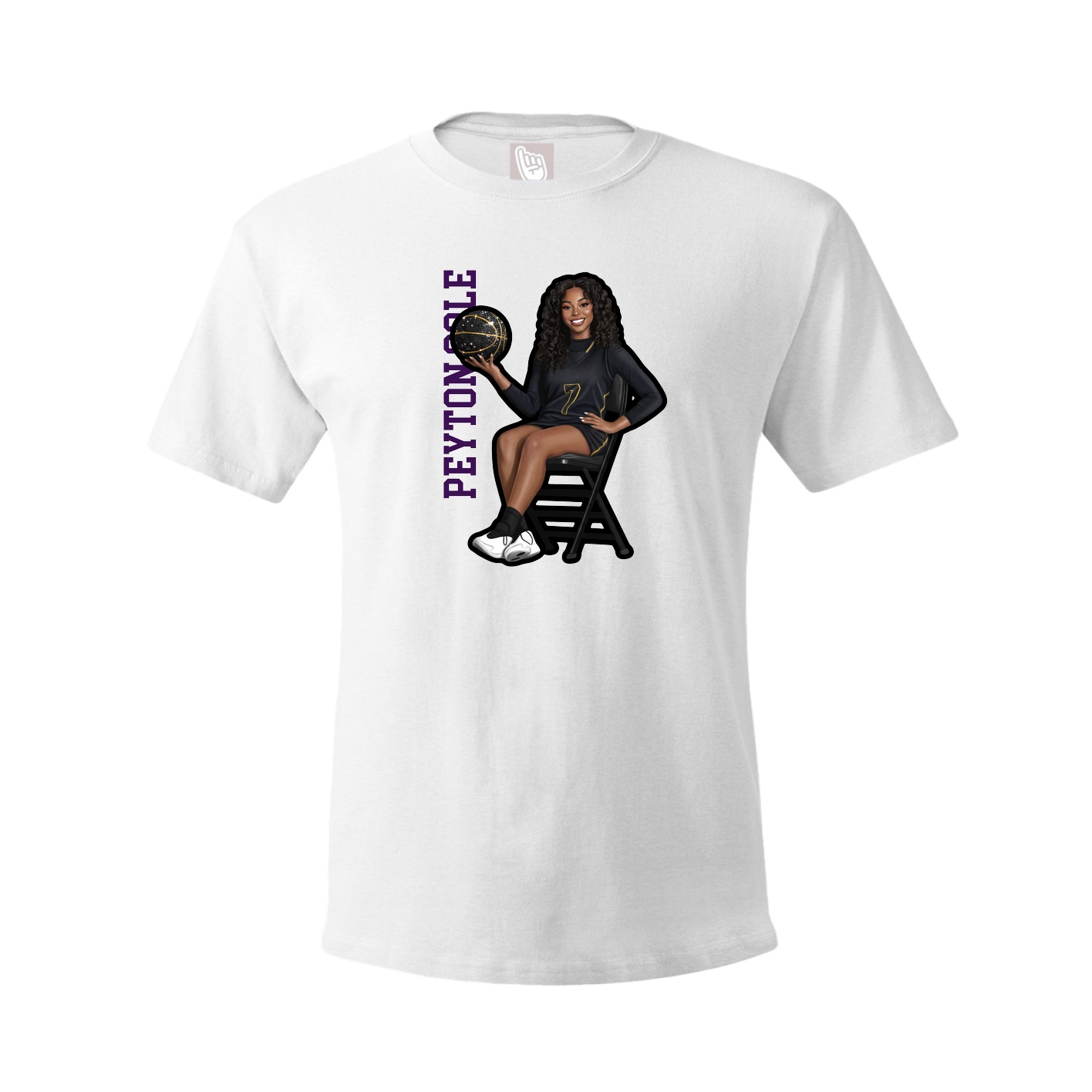 Youth Tee — Name Vertical in White