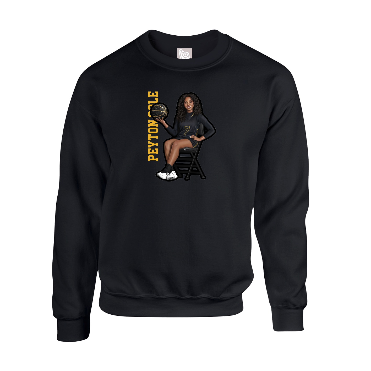 Fleece Crew — Name Vertical in Black
