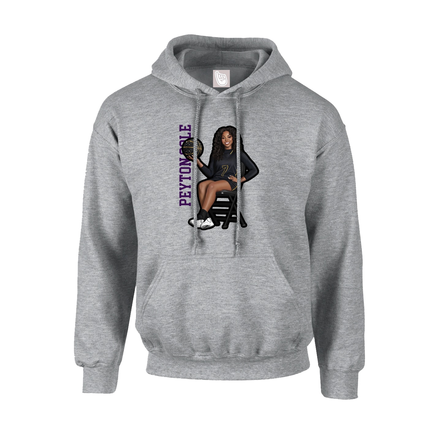 Youth Hoodie — Name Vertical in Grey