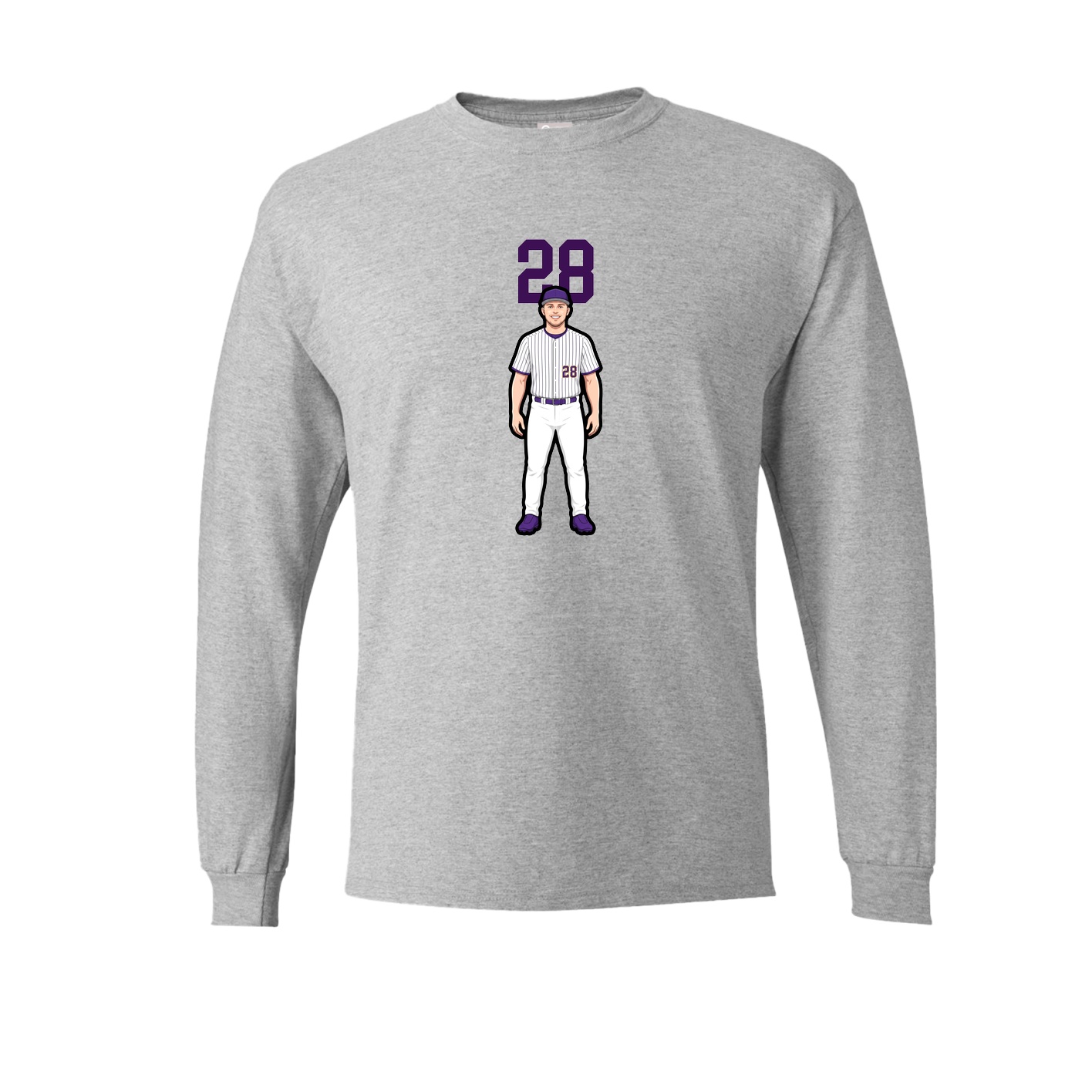 Long Sleeve Tee — Number Top in Grey
