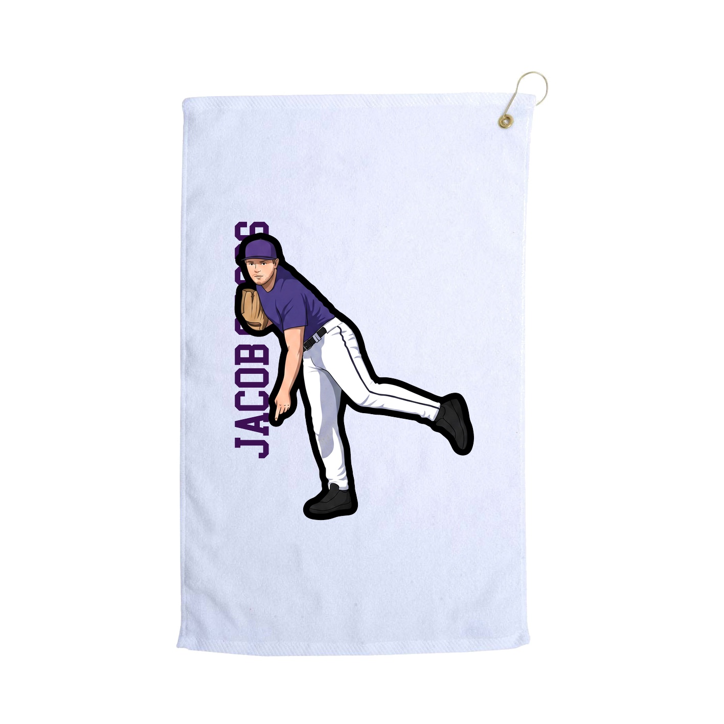 Golf Towel — Name Vertical in White