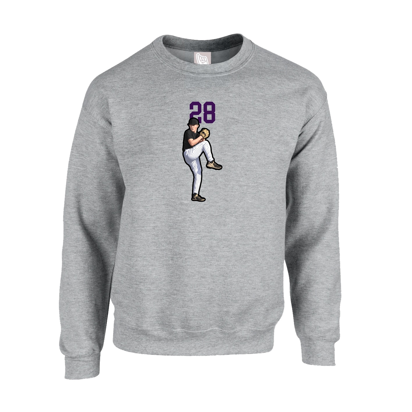 Fleece Crew — Number Top in Grey