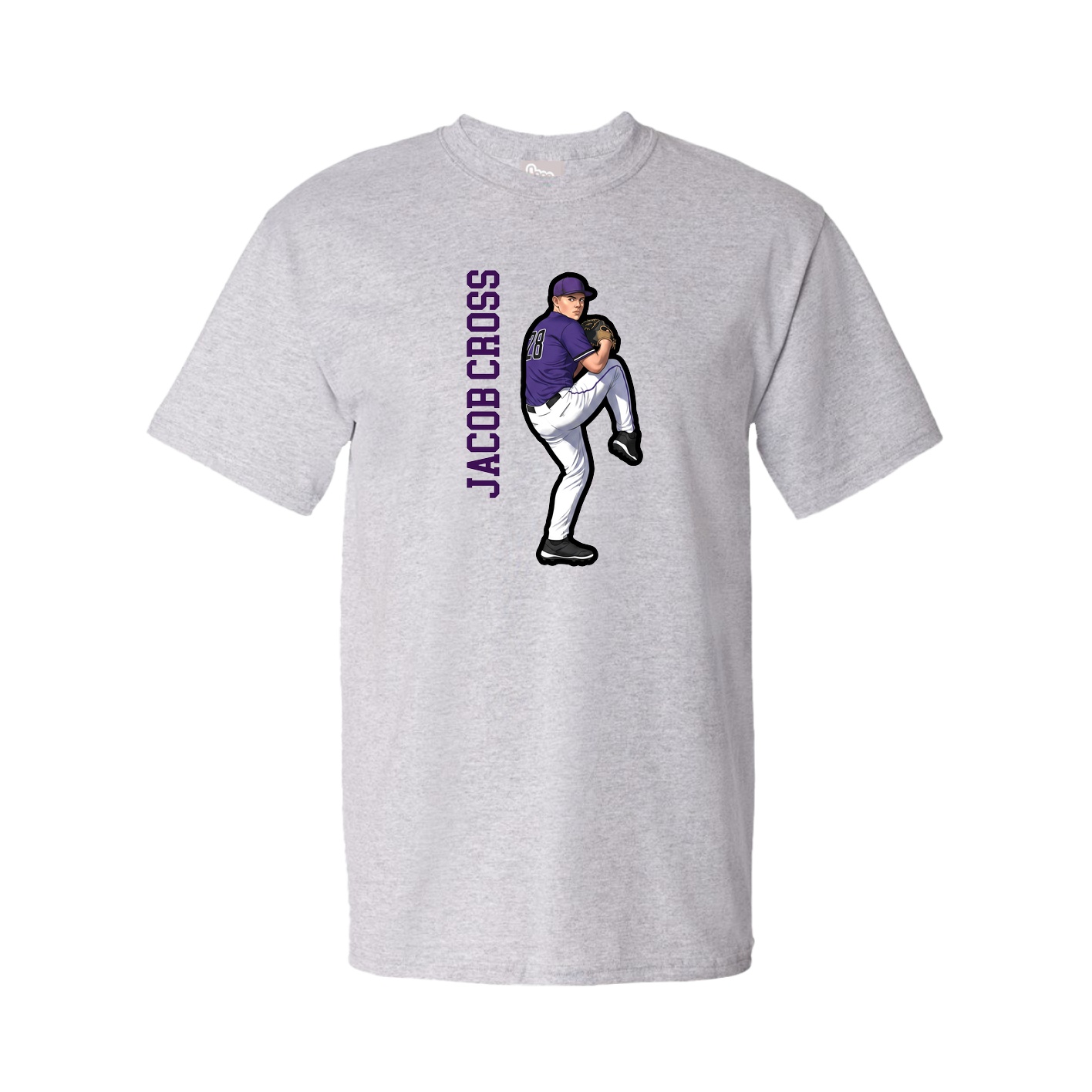 Youth Tee — Name Vertical in Grey