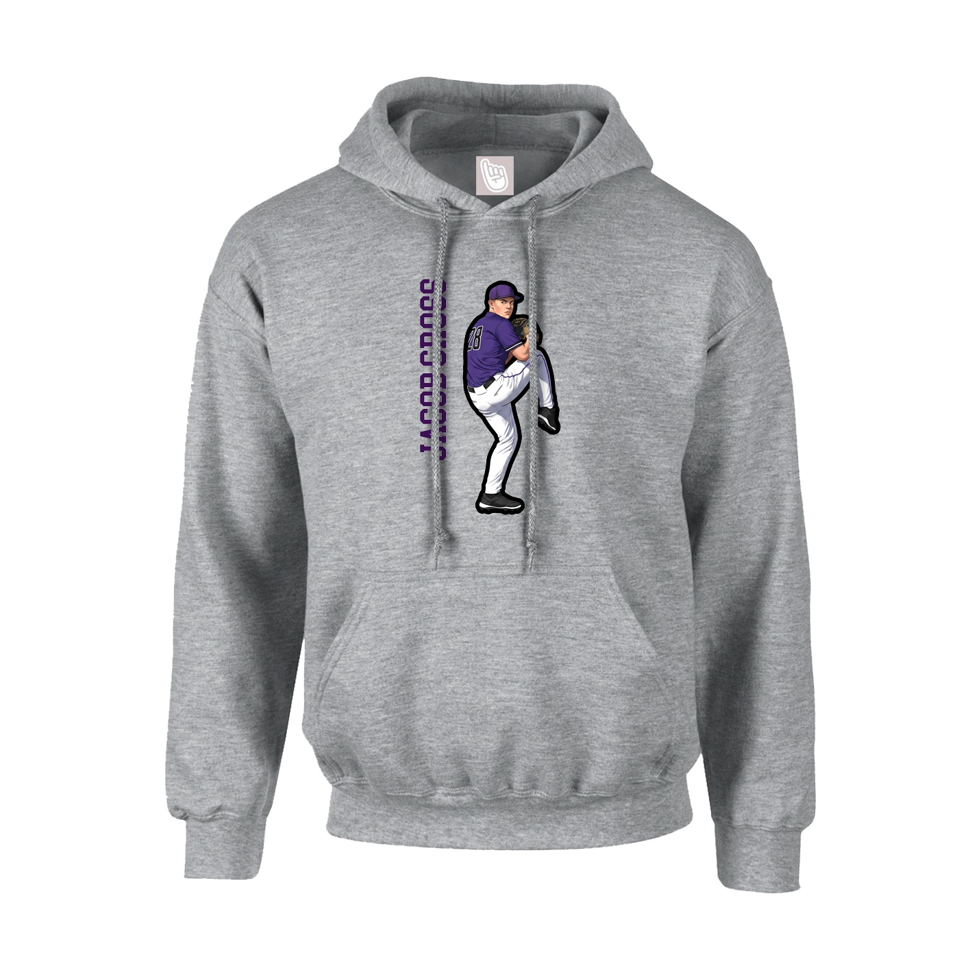 Youth Hoodie — Name Vertical in Grey