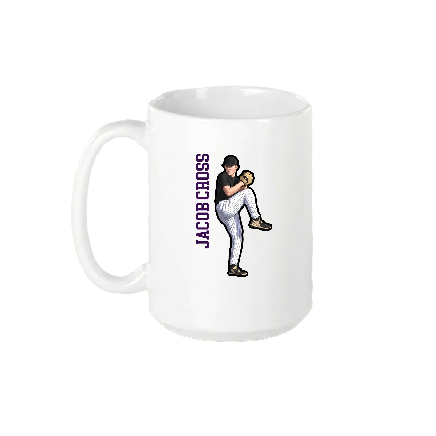 15oz Coffee Mug — Name Vertical in White