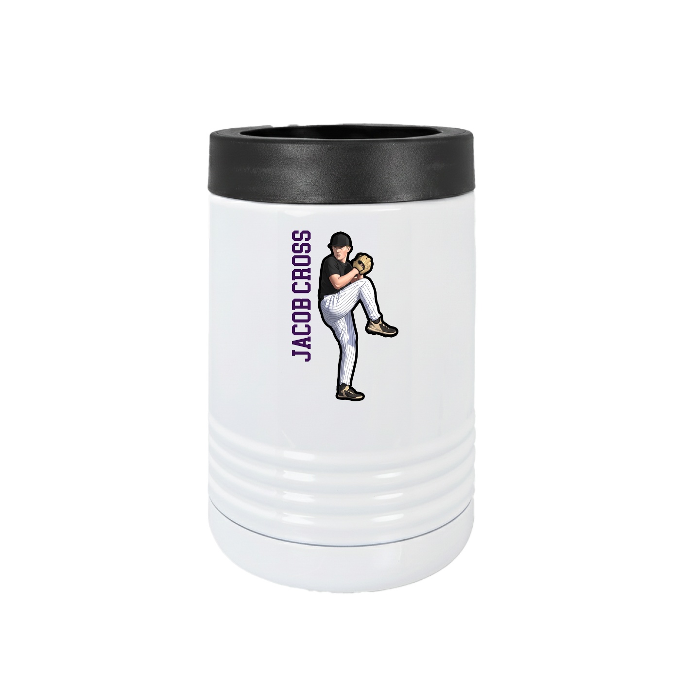 Beverage Holder — Name Vertical in White