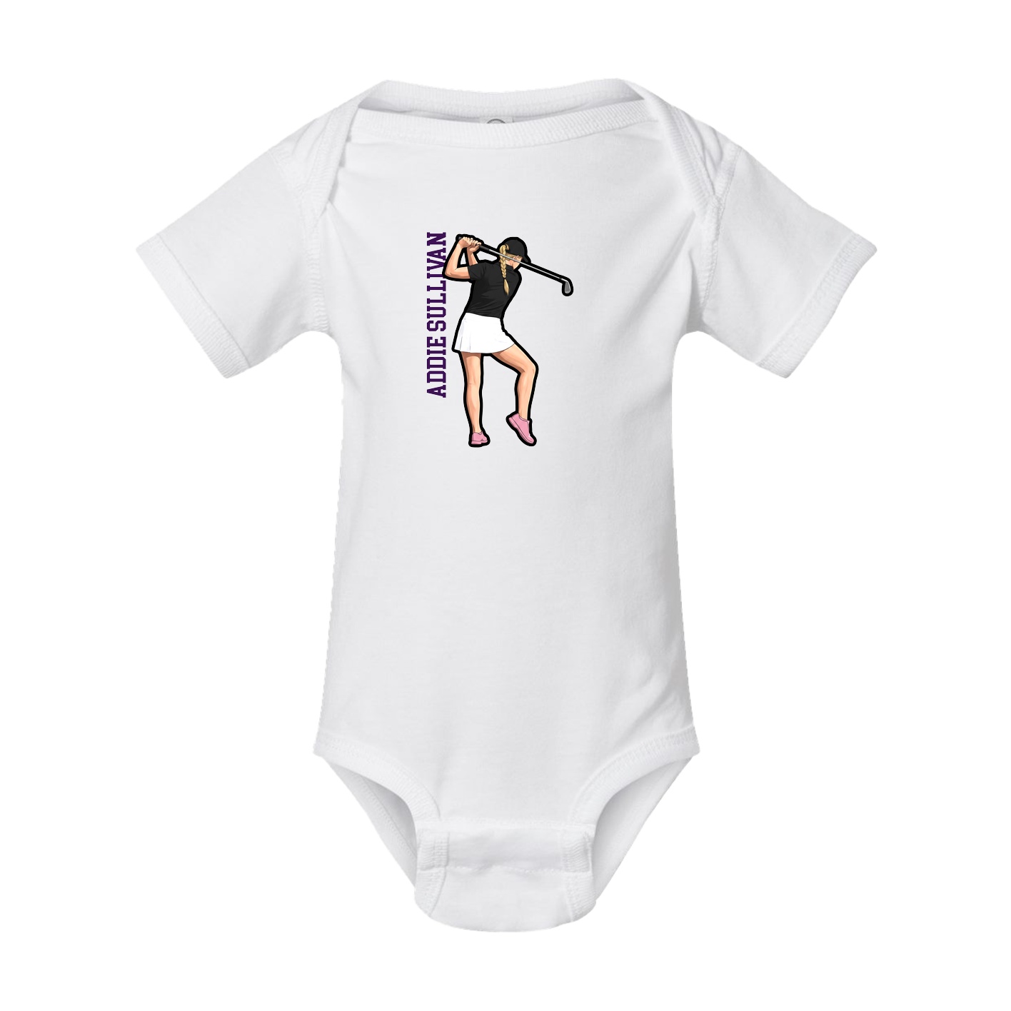 Baby Onesie — Name Vertical in White