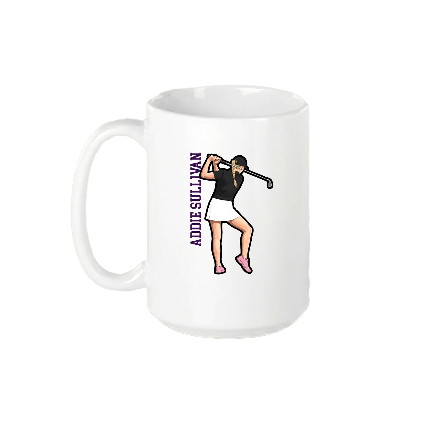 15oz Coffee Mug — Name Vertical in White