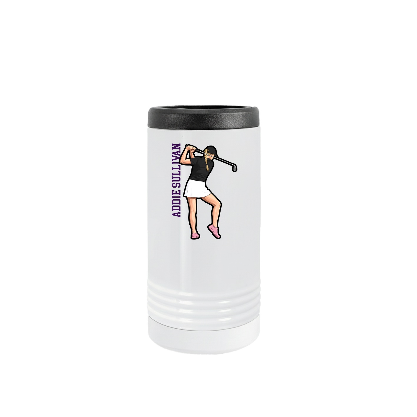Slim Beverage Holder — Name Vertical in White