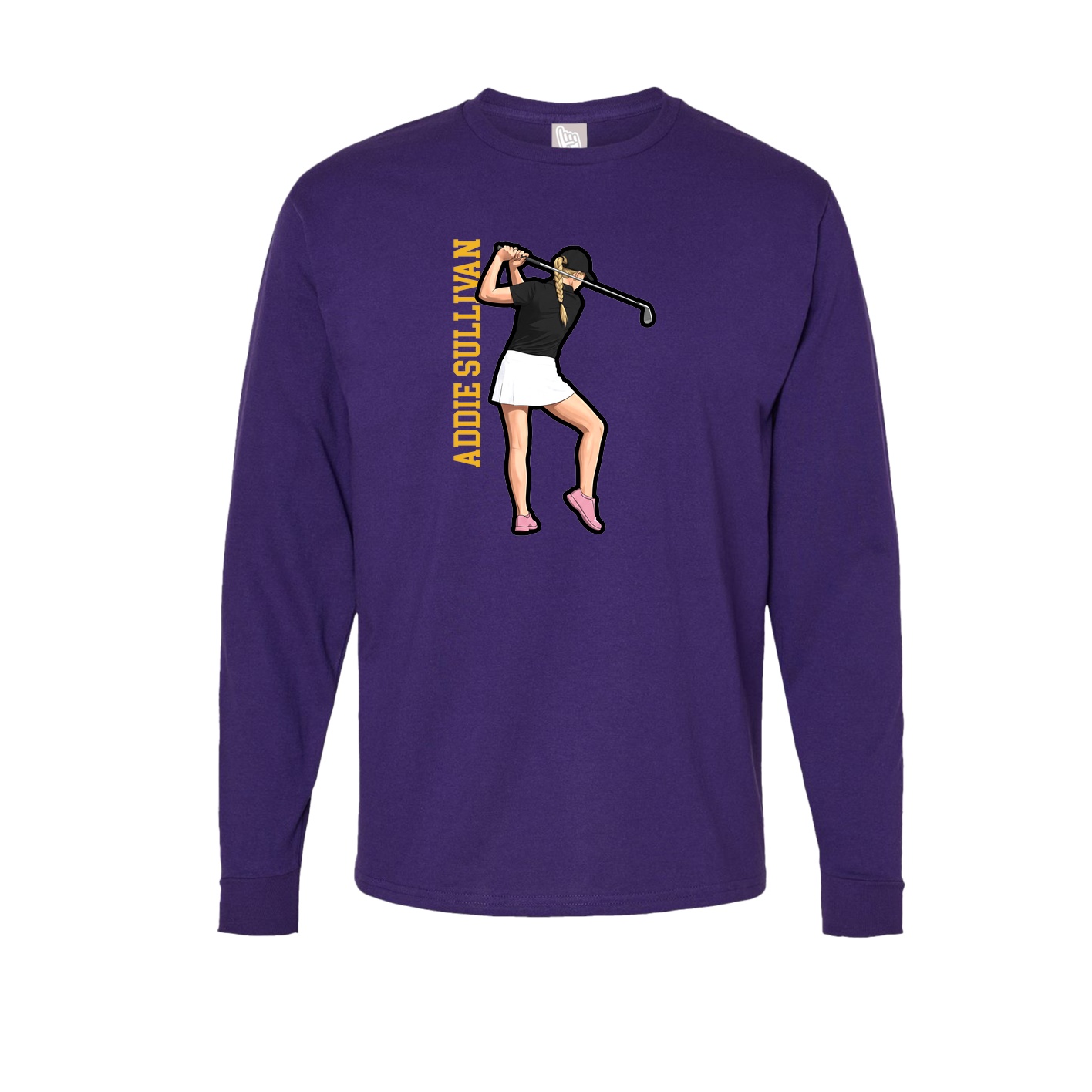 Long Sleeve Tee — Name Vertical in Purple