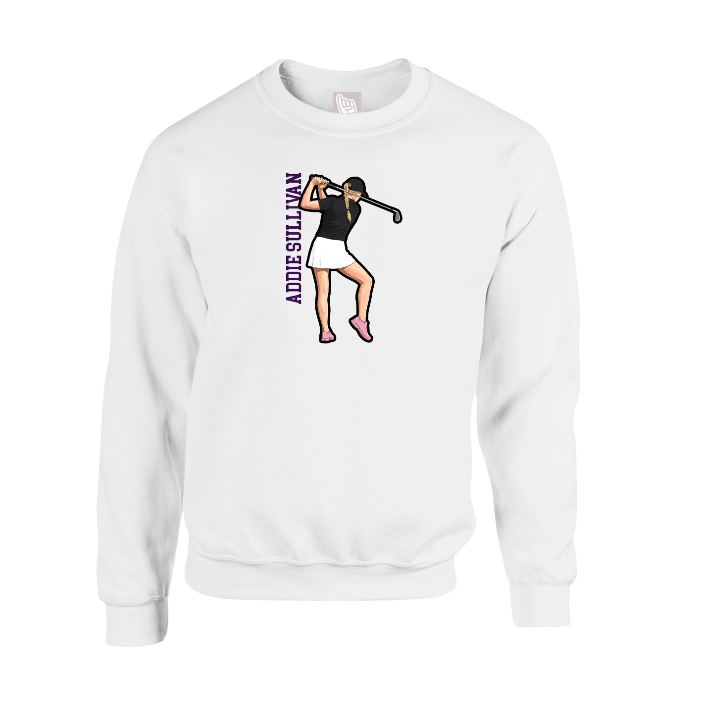 Fleece Crew — Name Vertical in White