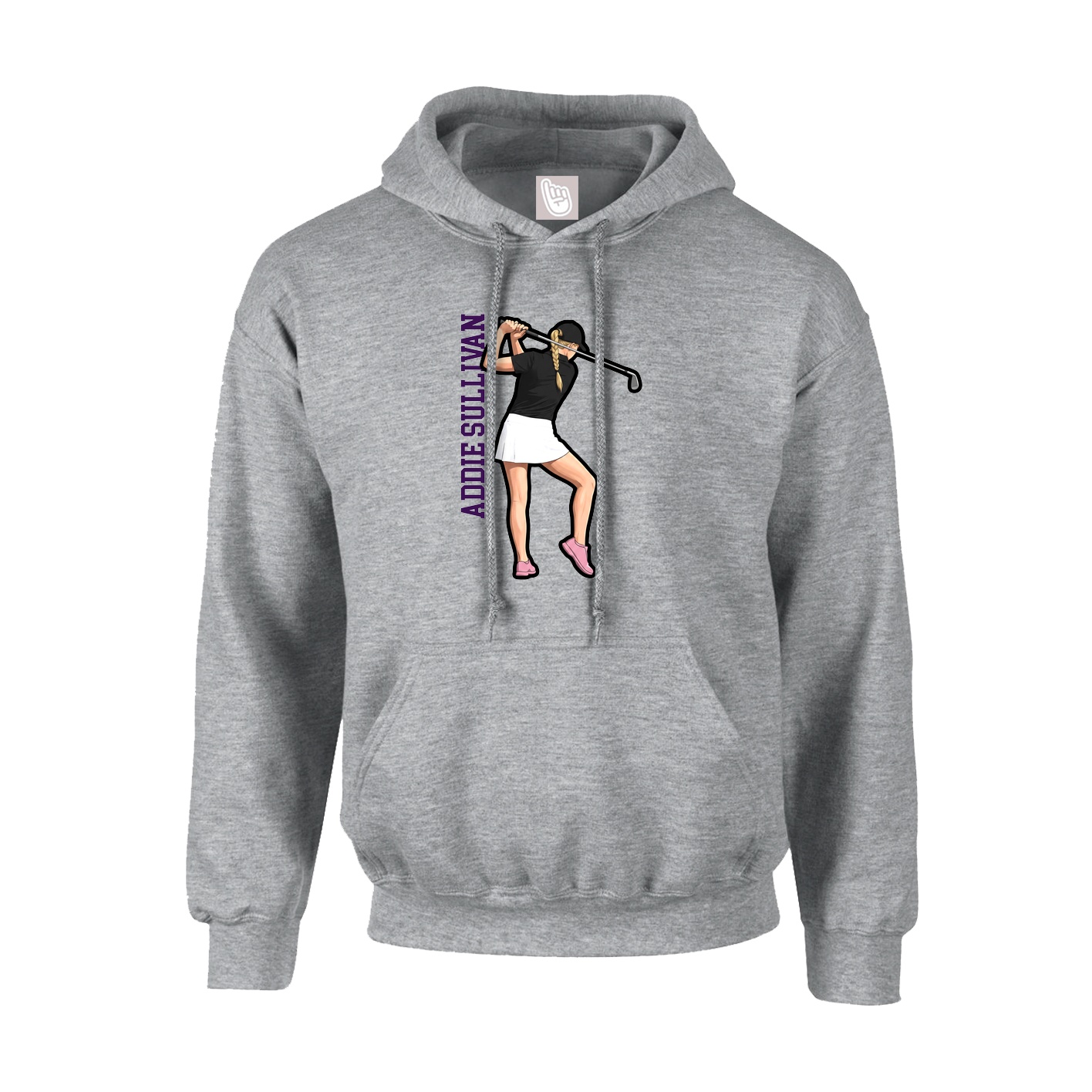Youth Hoodie — Name Vertical in Grey