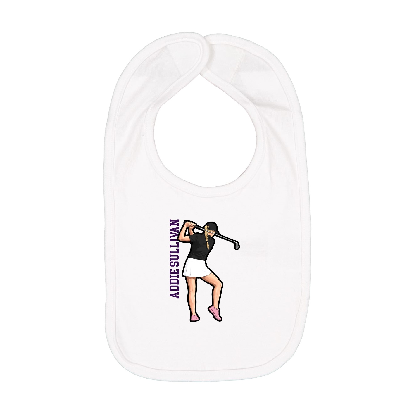 Infant Bib — Name Vertical in White