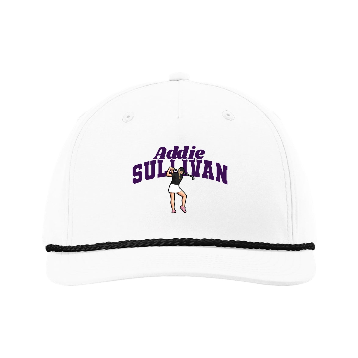 Five-Panel Classic Rope Cap — Signature Arch in White