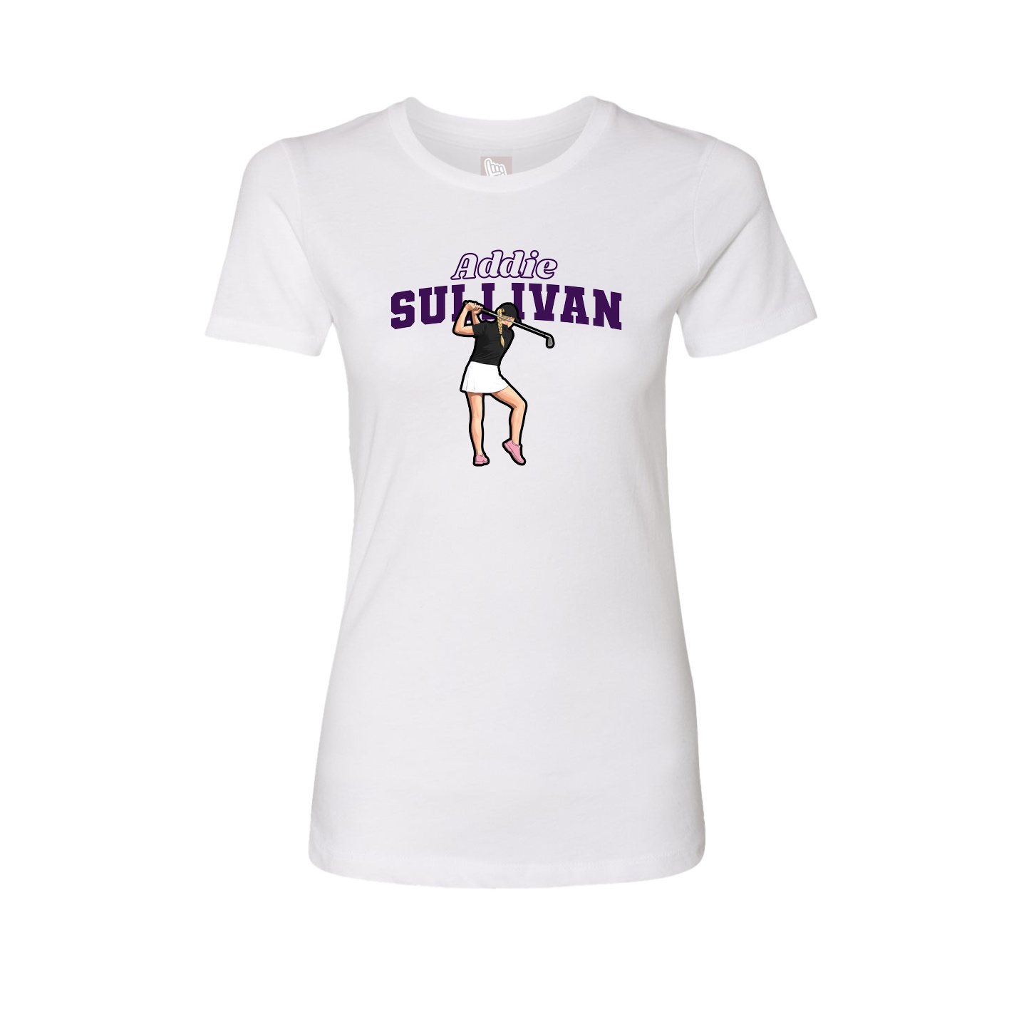 Fitted Women's Tee — Name Arch in White