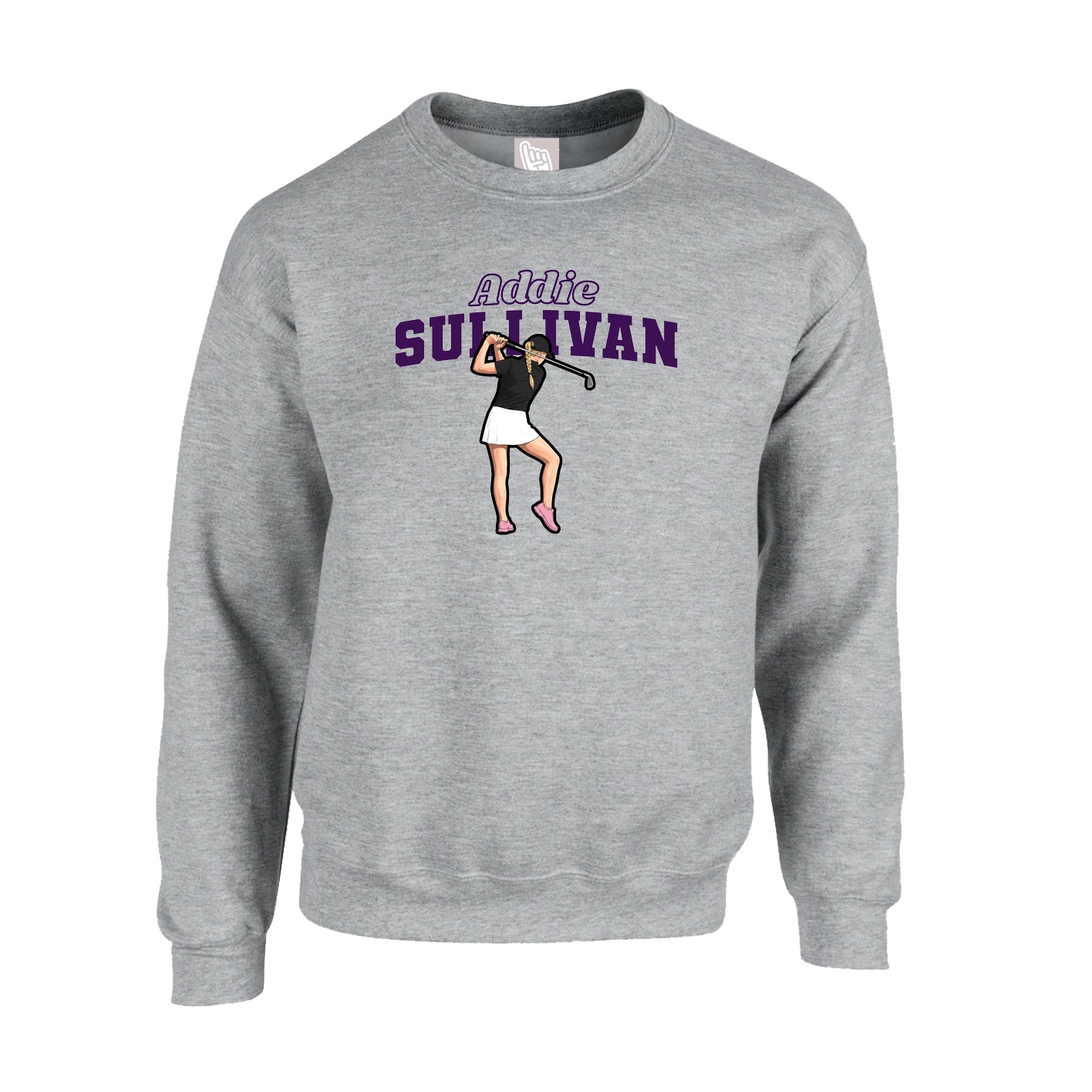 Fleece Crew — Name Arch in Grey