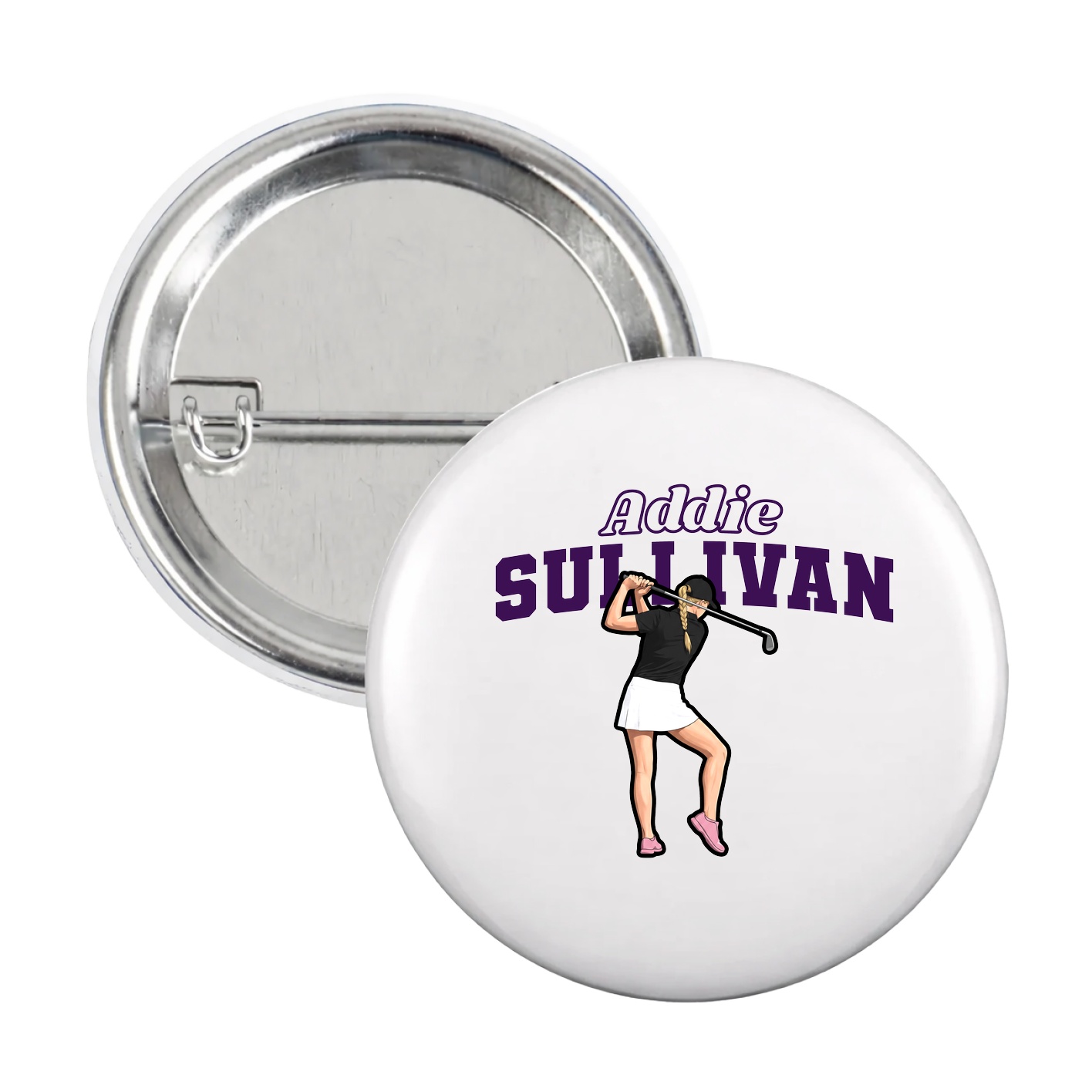 Game Day Button — Name Arch in White