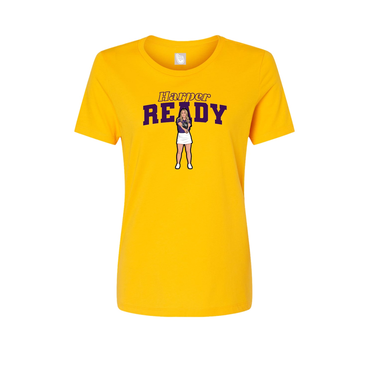 Fitted Women's Tee — Name Arch in Gold