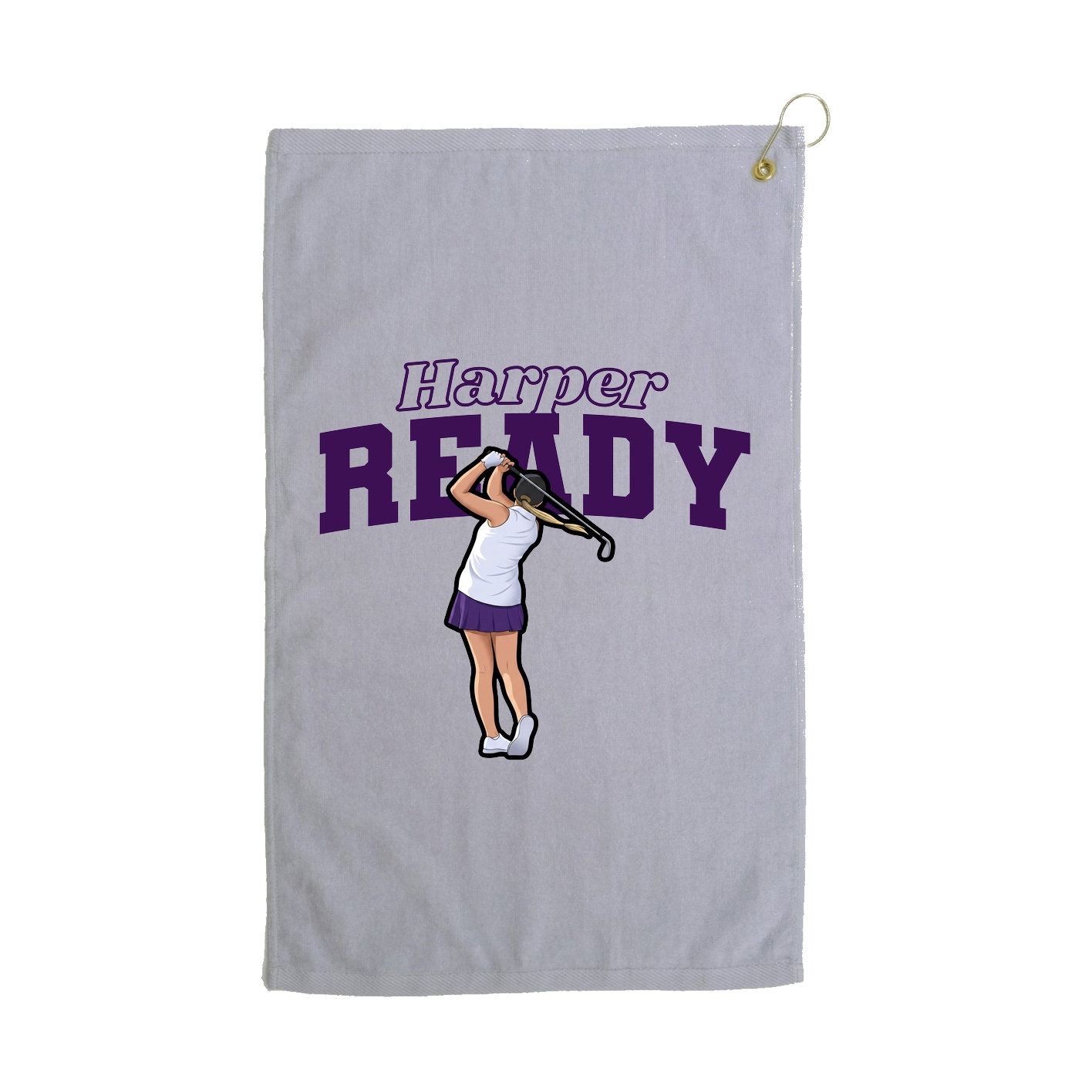 Golf Towel — Name Arch in Grey