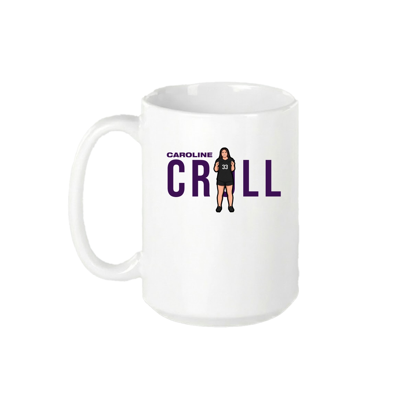 15oz Coffee Mug — Player Name in White