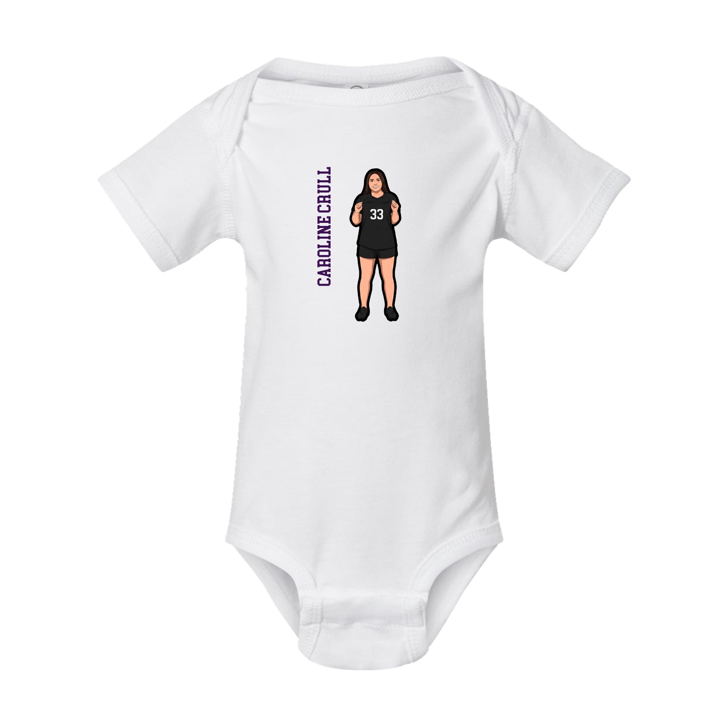 Baby Onesie — Name Vertical in White