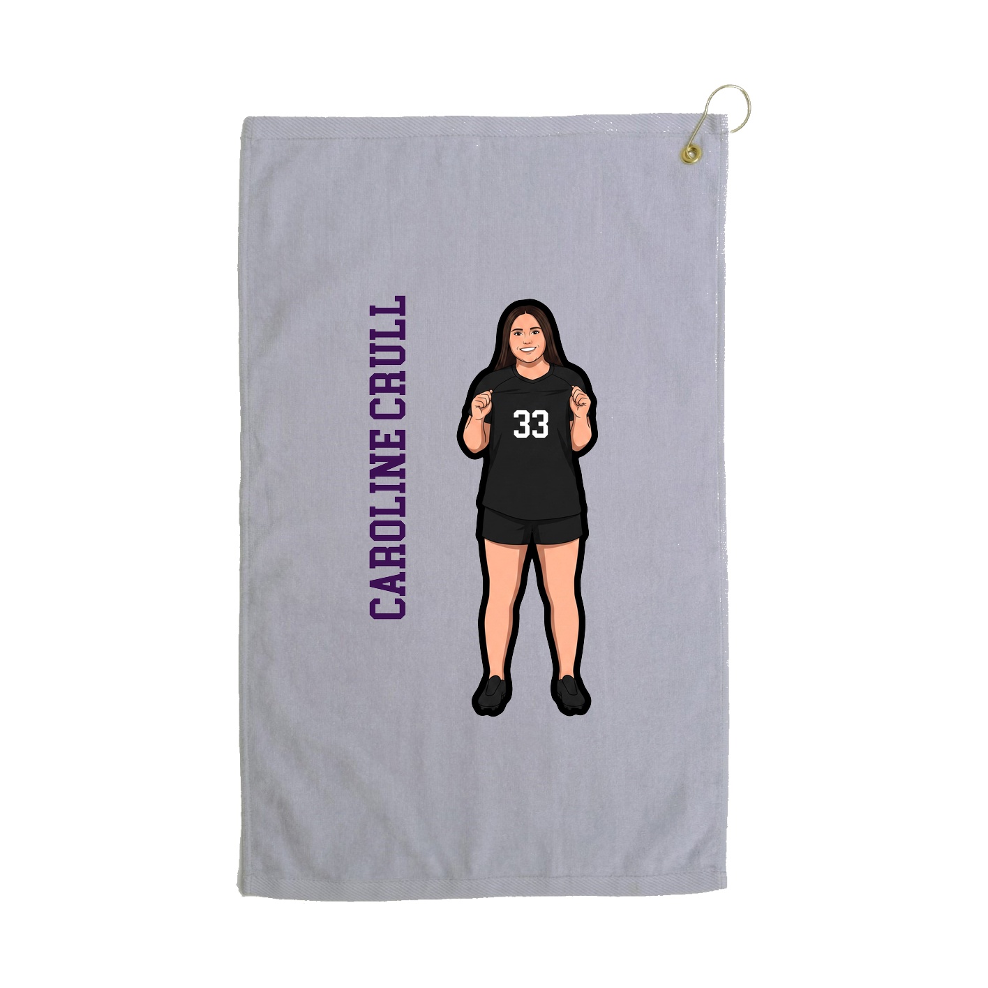 Golf Towel — Name Vertical in Grey