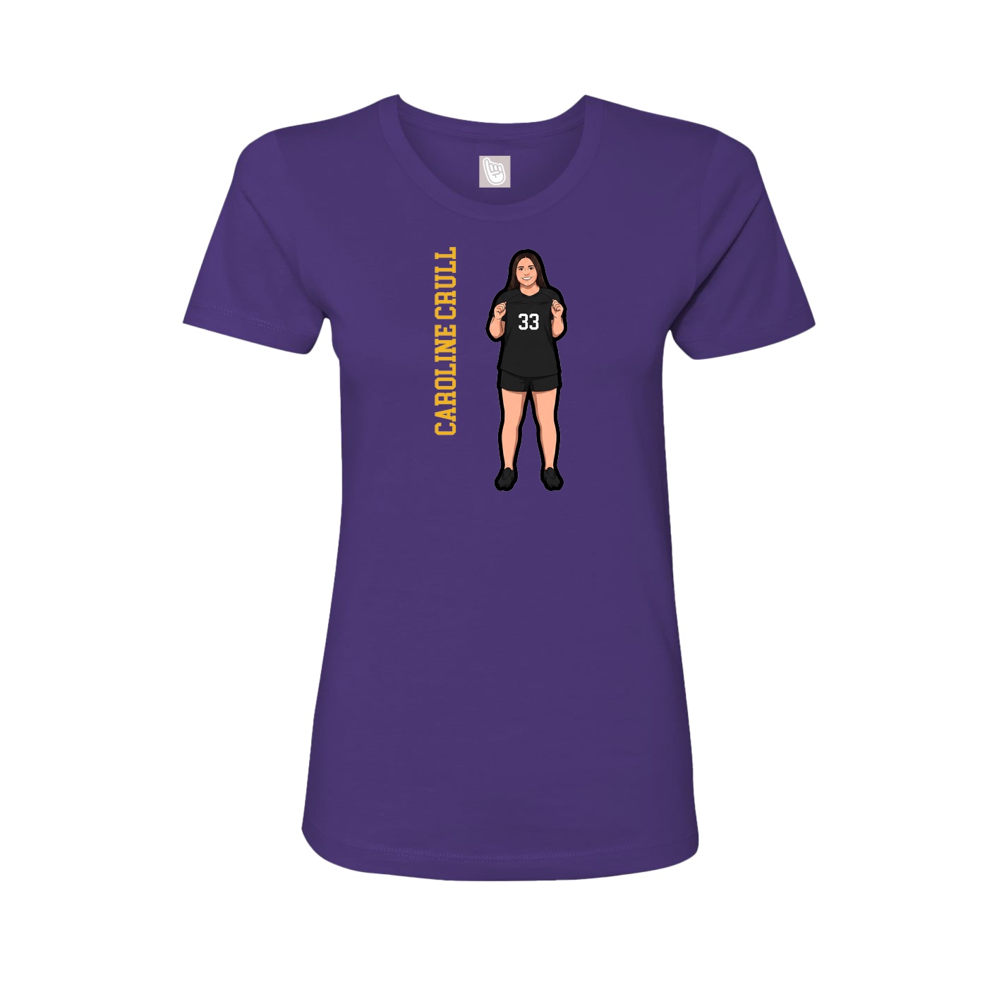 Fitted Women's Tee — Name Vertical in Purple