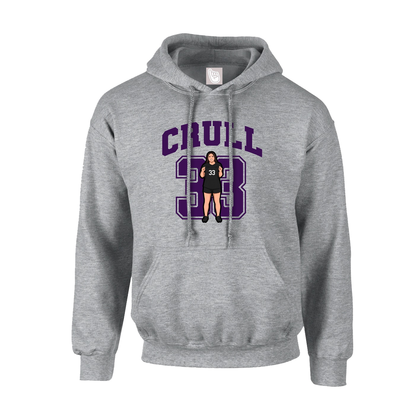 Youth Hoodie — Number in Grey