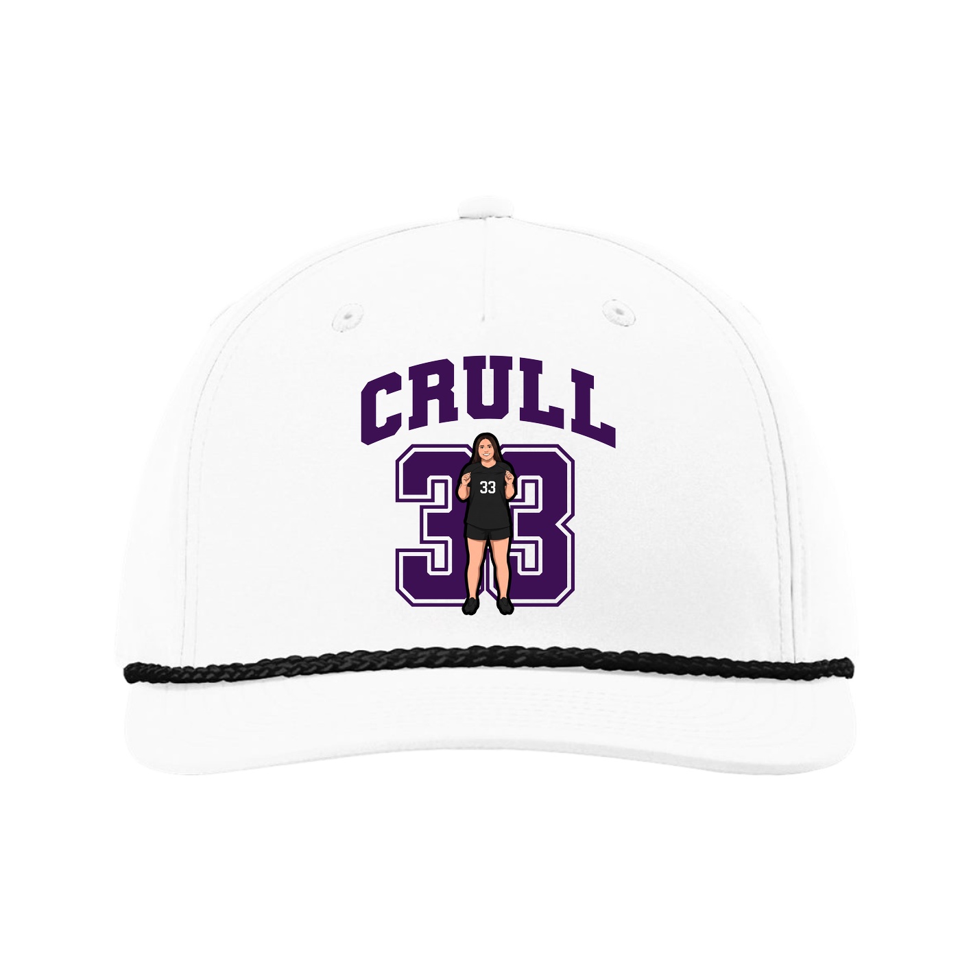 Five-Panel Classic Rope Cap — Number in White