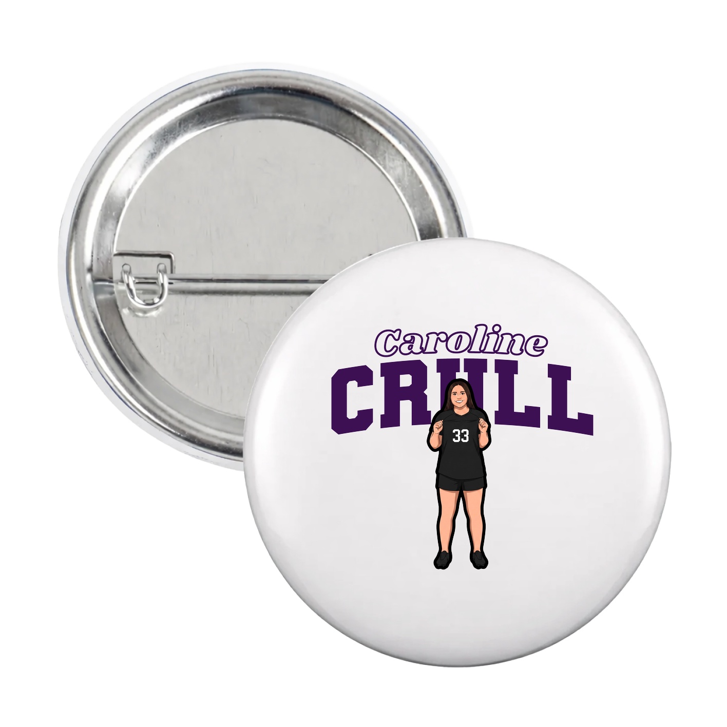 Game Day Button — Name Arch in White