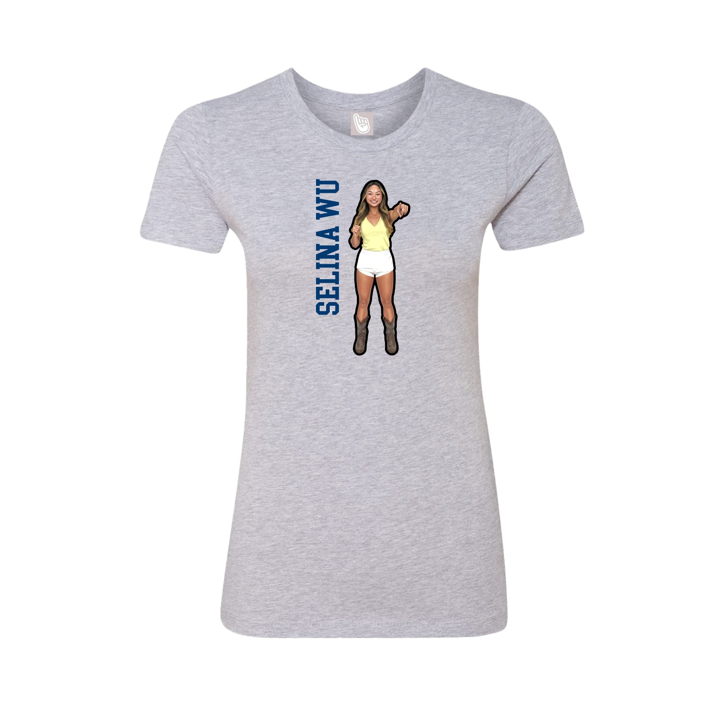 Fitted Women's Tee — Name Vertical in Grey